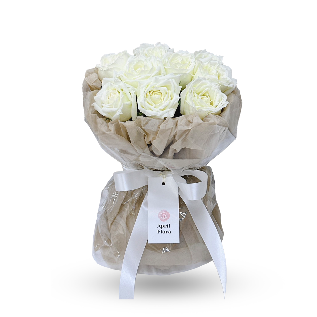 "Snow Petals" Bouquet of White Roses