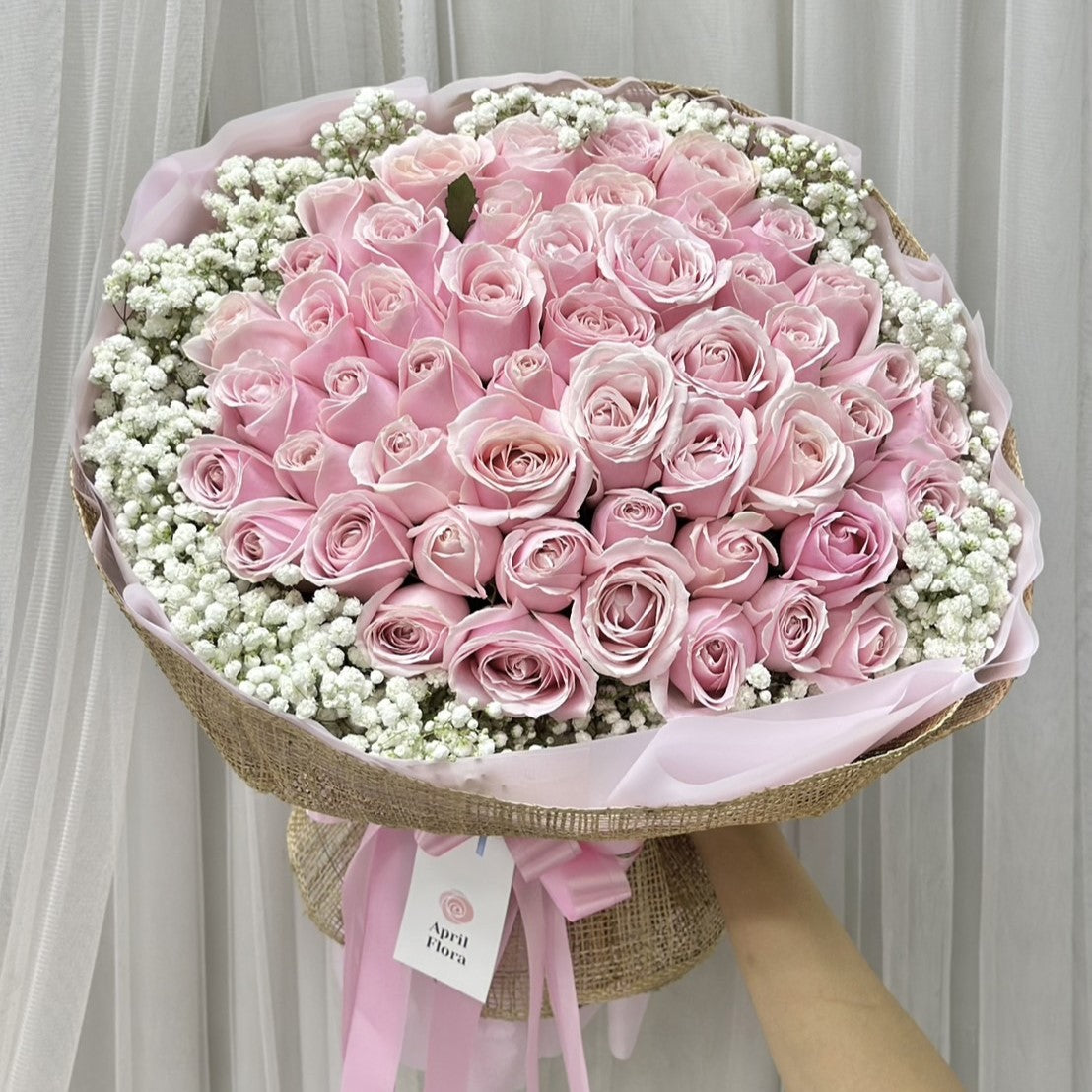 "Love and Sweetness" Bouquet Of 50 Pink Roses