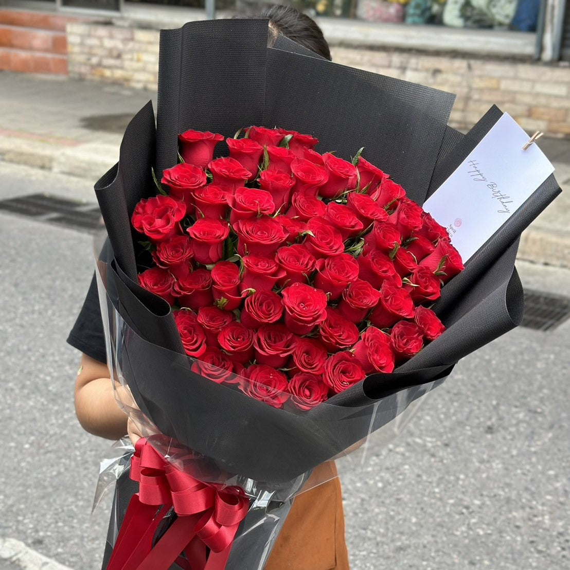 "Hugs and Kisses" Bouquet Of 50 Red Roses