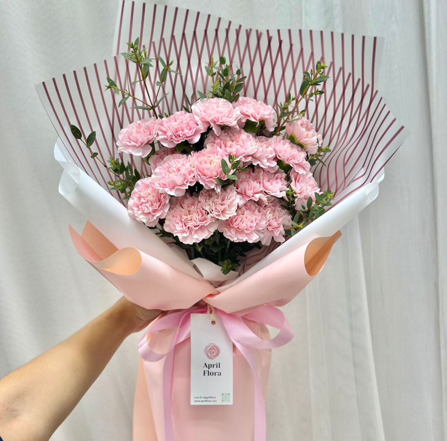 All Pink Fluffy Bouquet Of Carnations