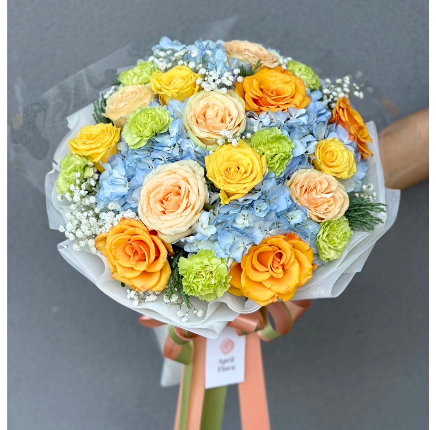 Lovely Bouquet Of Hydrangea, Rose, Lisianthus and Gypso - April Flora