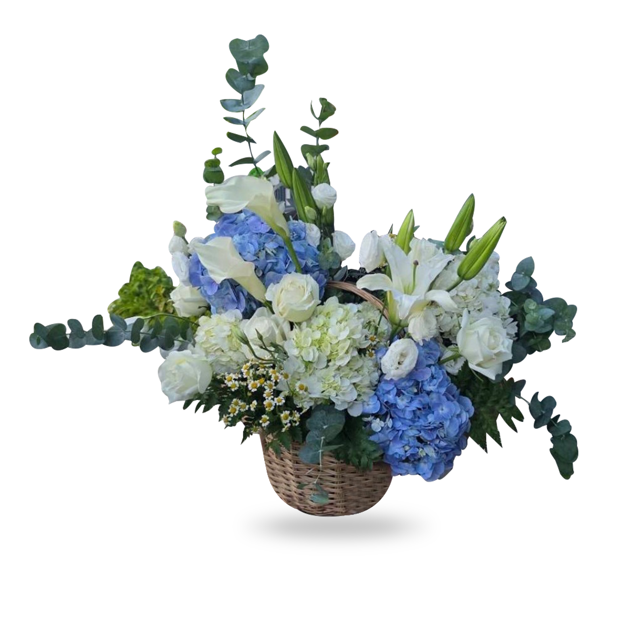 Blue Serenity – Mixed Flower Basket