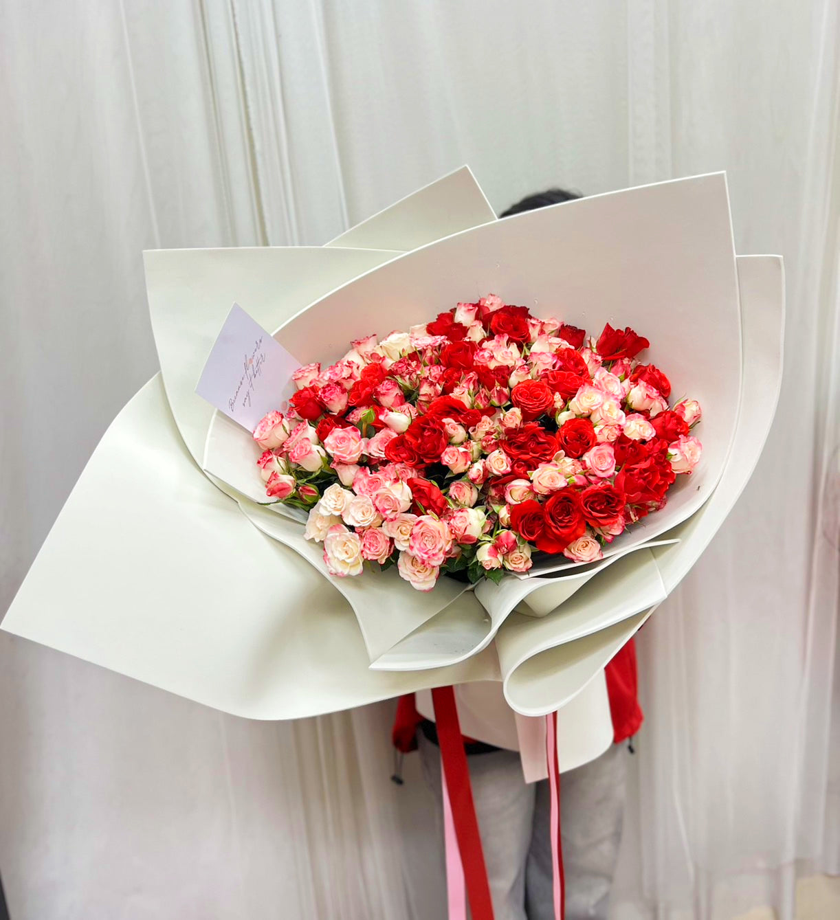 "Imperial Love" Bouquet Of Mixed Pink and Red Spray Roses