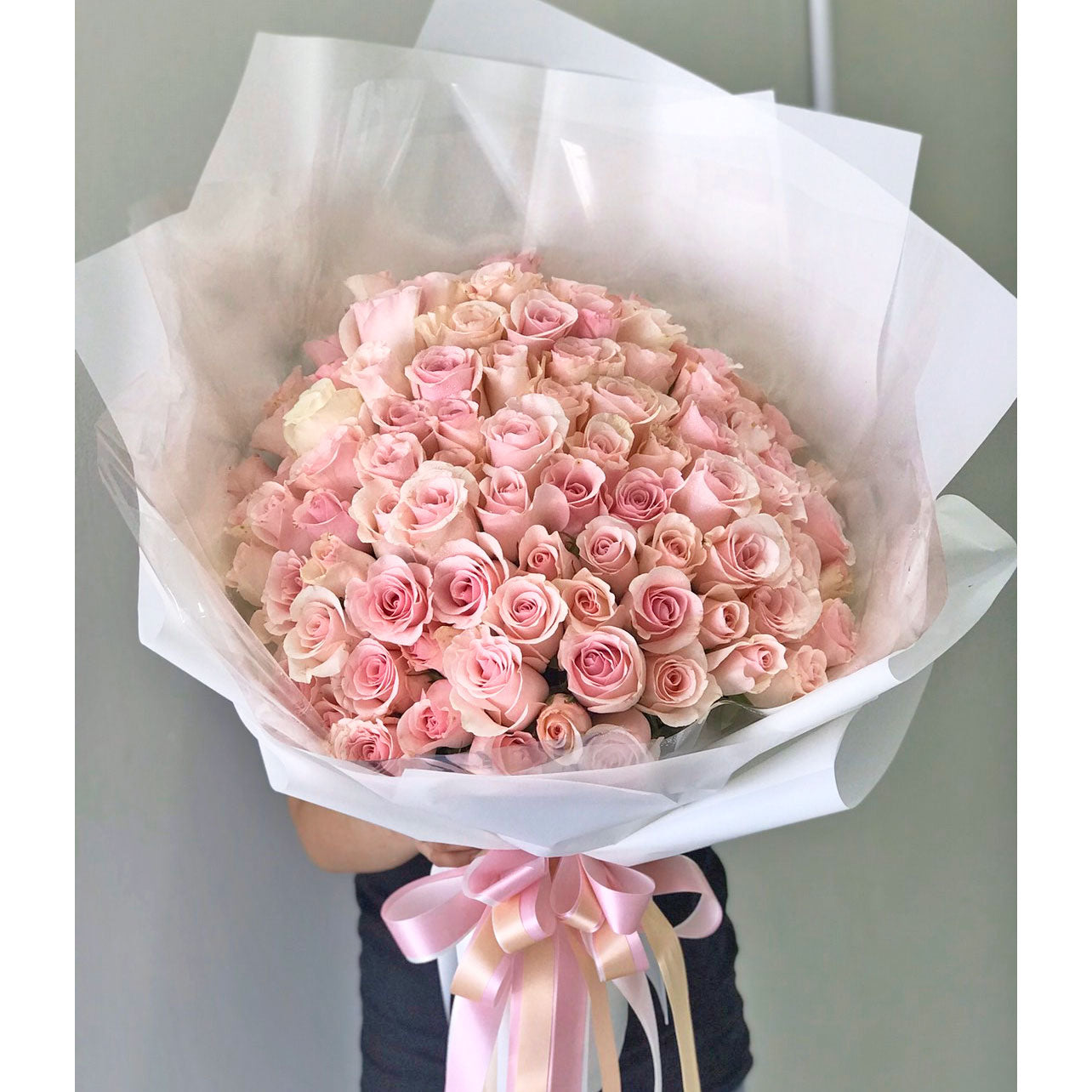 "Sweet Bella" One Hundred Romantic Pink Roses Bouquet