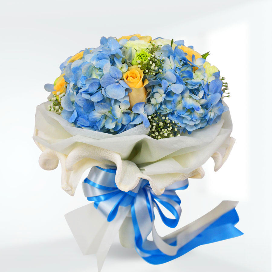 Lovely Bouquet Of Hydrangea, Rose, Lisianthus and Gypso - April Flora