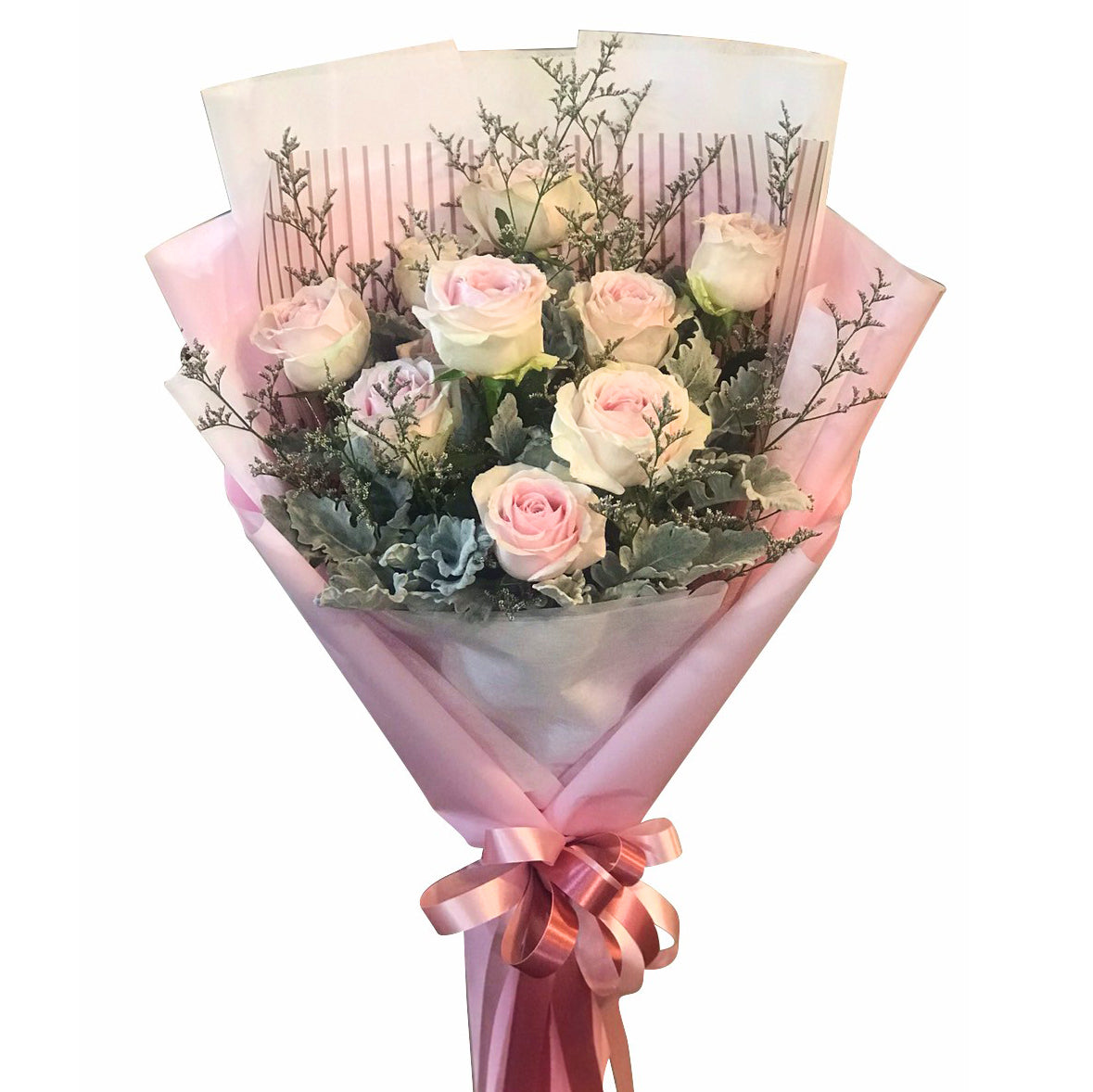Bouquet Of 10 Dusty Pink Roses - April Flora