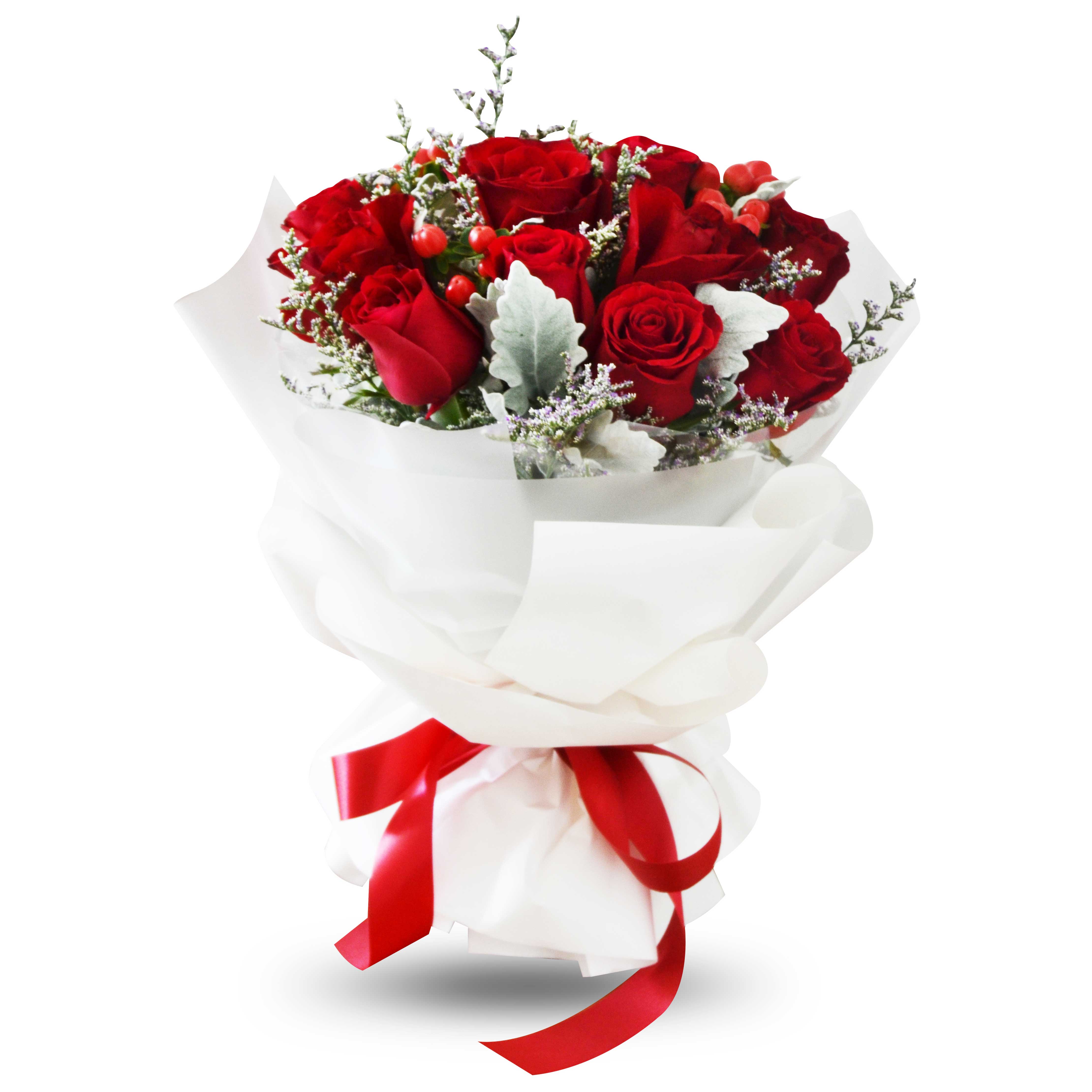 "Heart You" Round Shape Red Roses Bouquet - Phuket